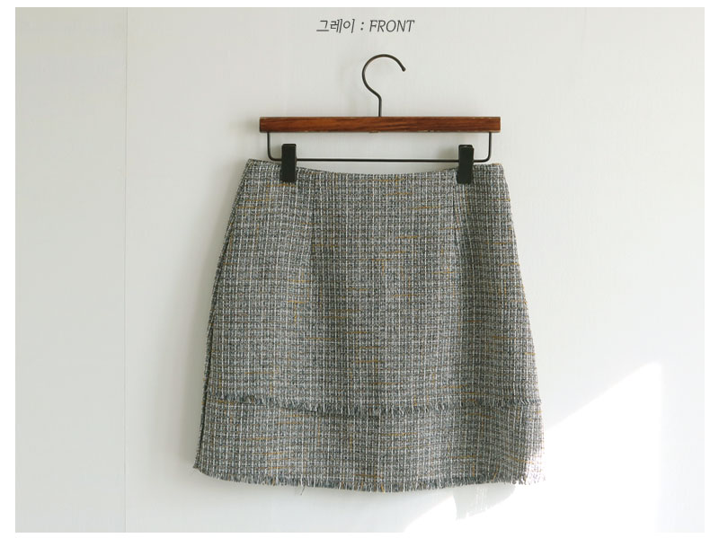 Tweed Skirt Black, Gray Classic Mini Daily Slim Co
