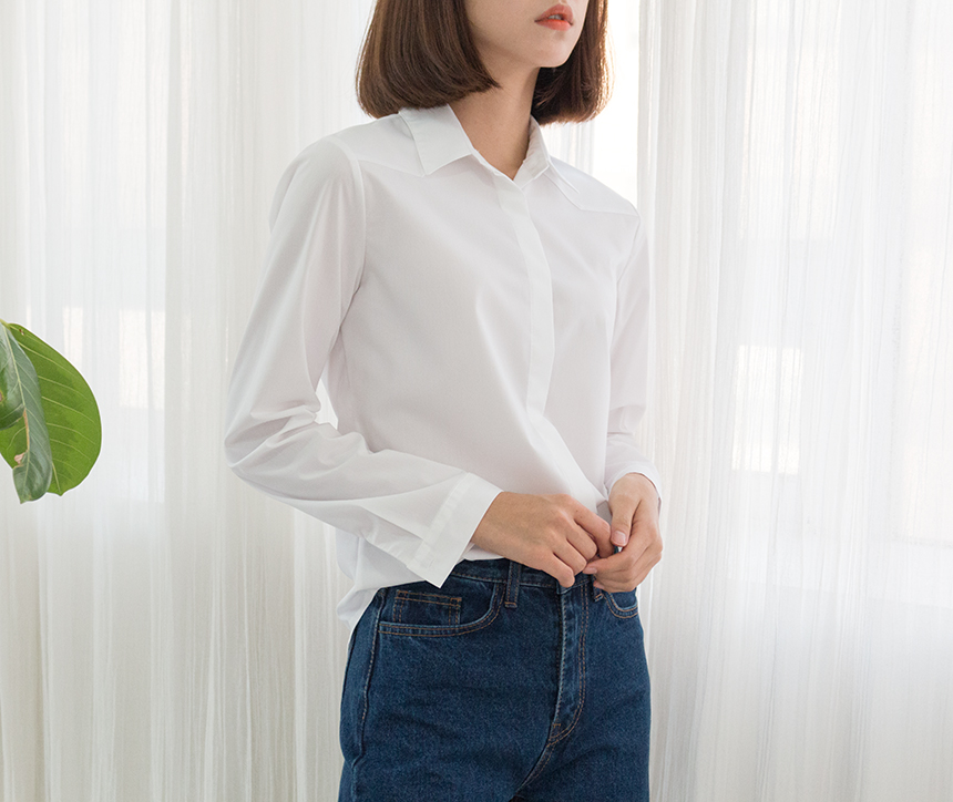 Needle nose span white shirt blouse three species 