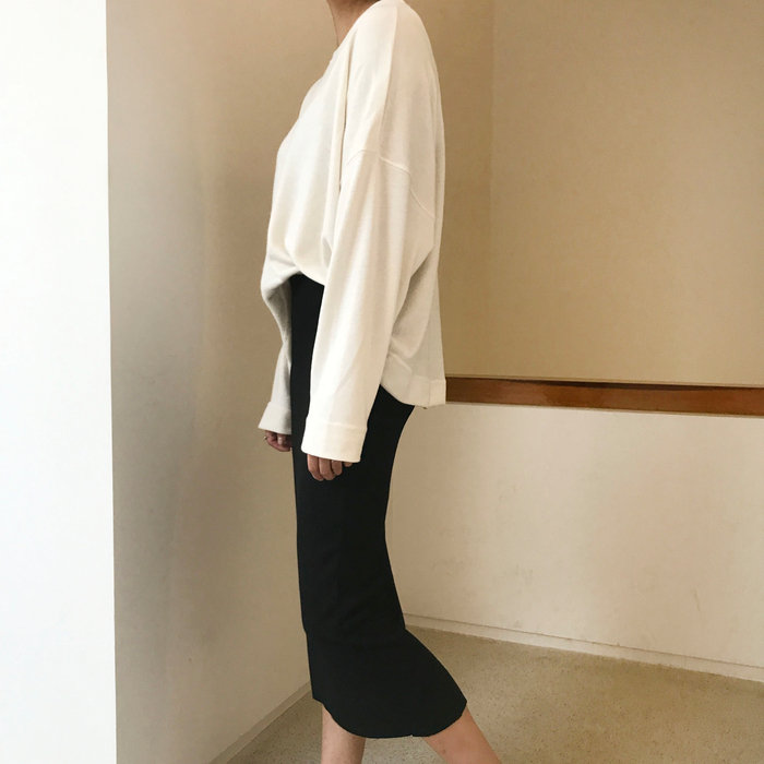 H Line Goliath Bending Knit Long Skirt IBDA Coordi