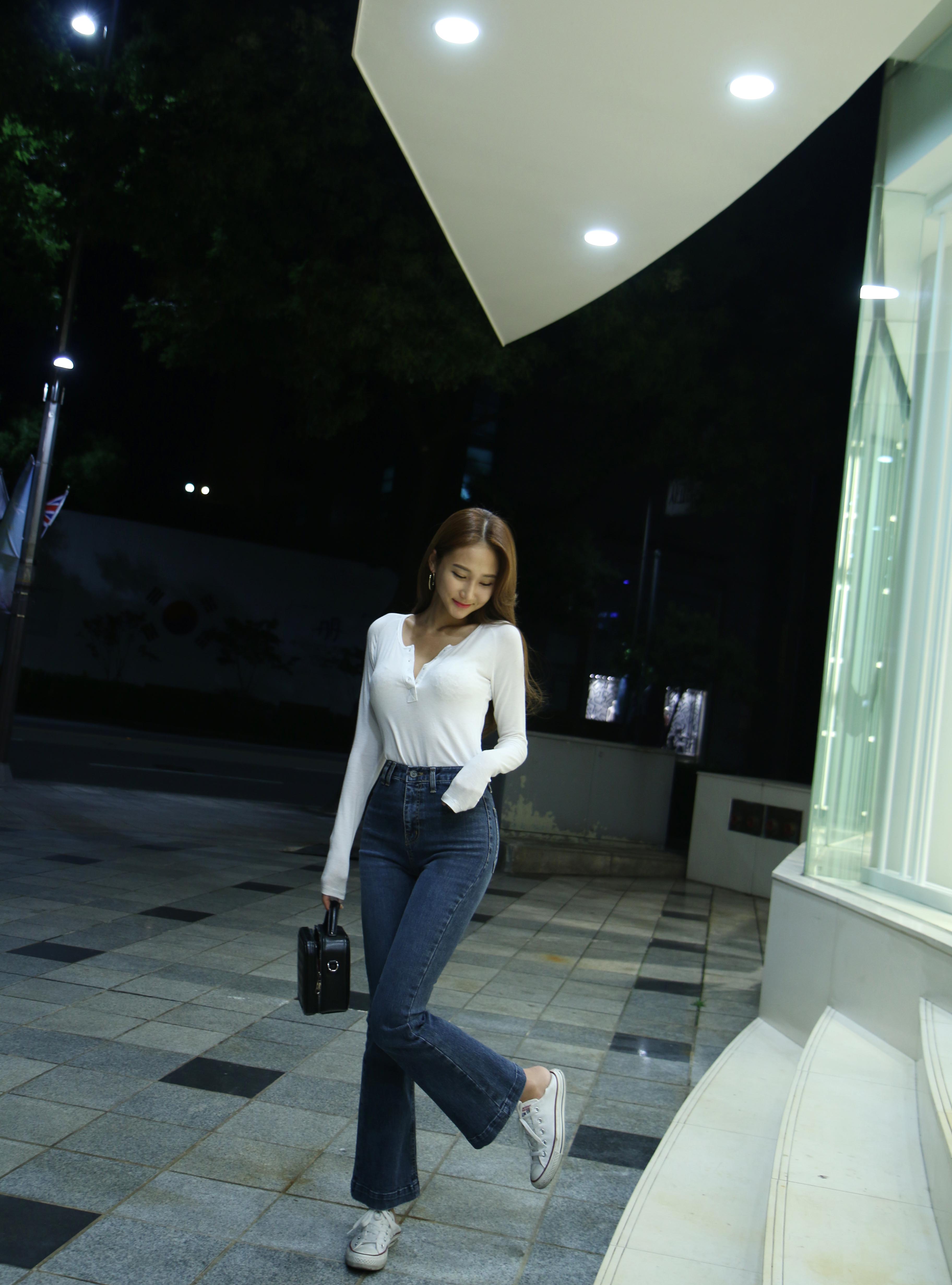 Women Jeans Pants Dark Boots Cut Denim Pants Squar