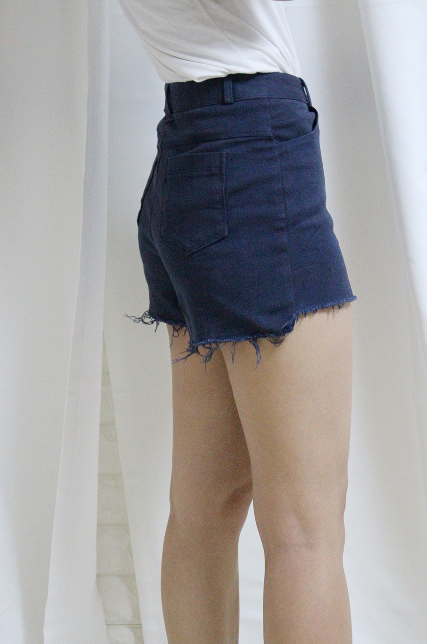 Women Jeans Pants A Line Black shorts Black denim 