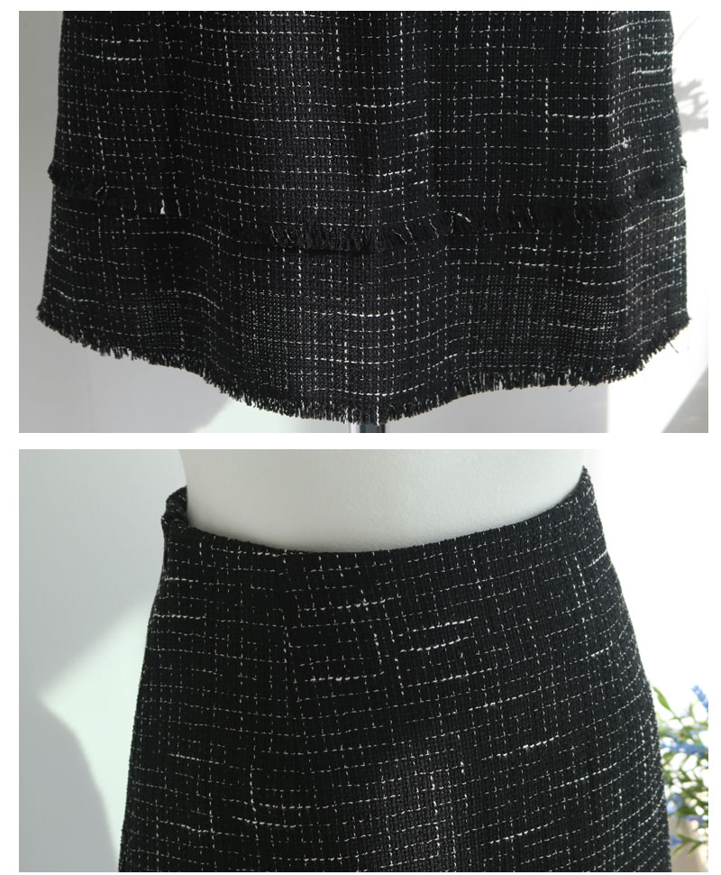 Tweed Skirt Black, Gray Classic Mini Daily Slim Co