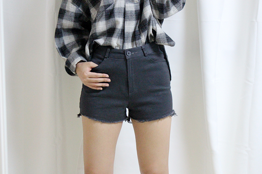 Women Jeans Pants A Line Black shorts Black denim 