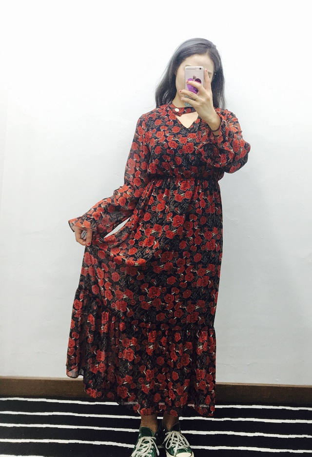 Choker Chiffon Long One Piece Sand Glass Autumn An