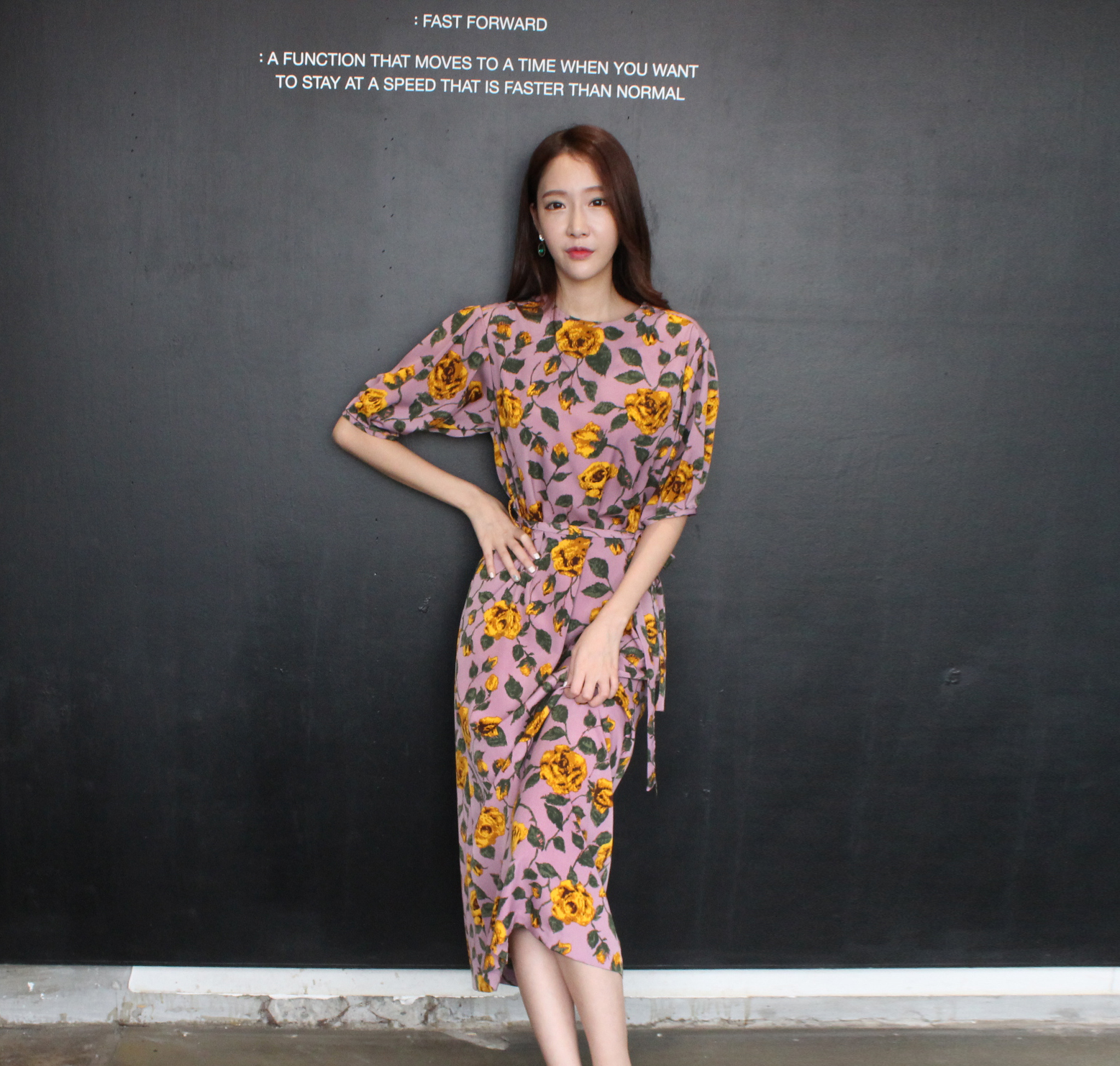 New Women's Dress Elegant H-line Autumn Flower 