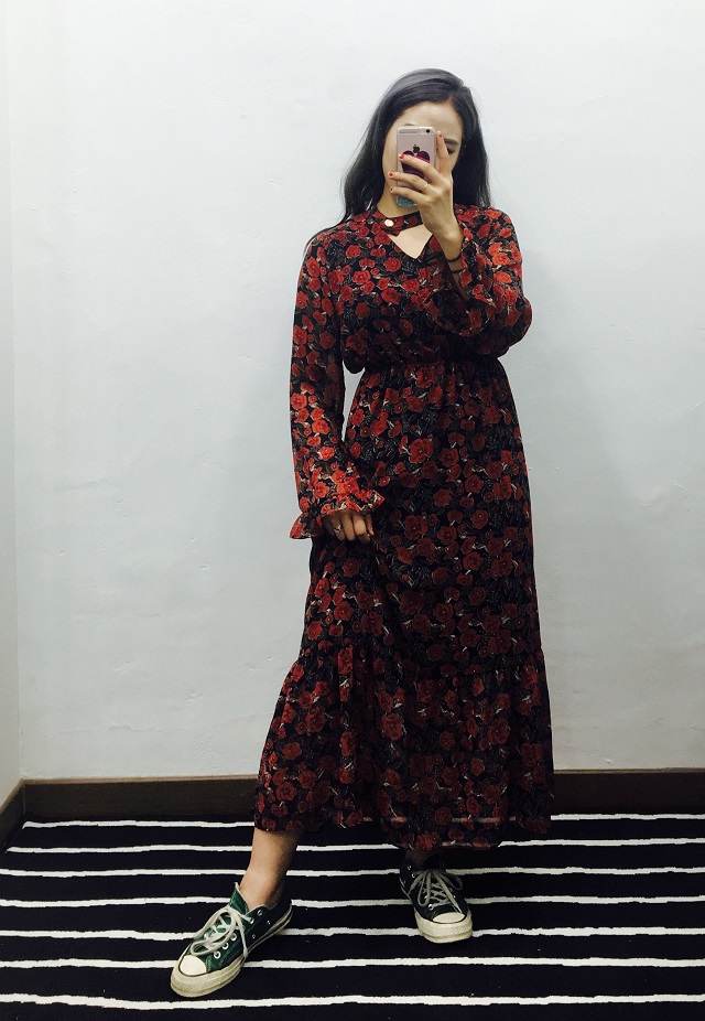 Choker Chiffon Long One Piece Sand Glass Autumn An