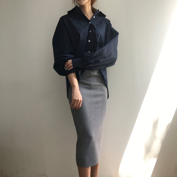 H Line Goliath Bending Knit Long Skirt IBDA Coordi