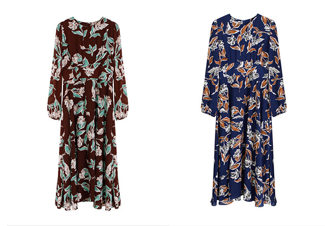 New Women Dress High Quality Autumn Flower Long Go
