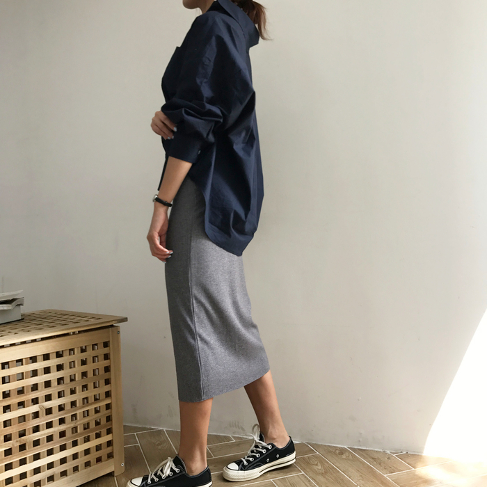 H Line Goliath Bending Knit Long Skirt IBDA Coordi
