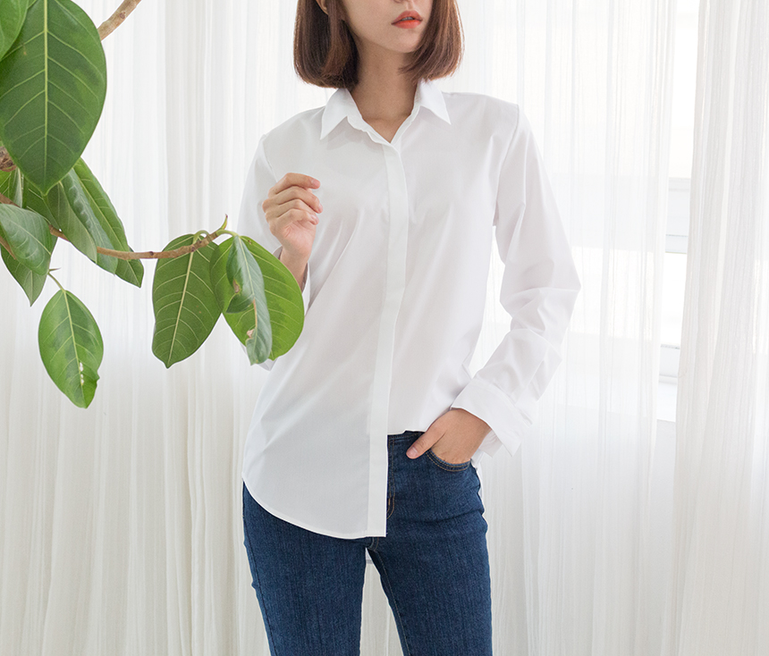 Needle nose span white shirt blouse three species 