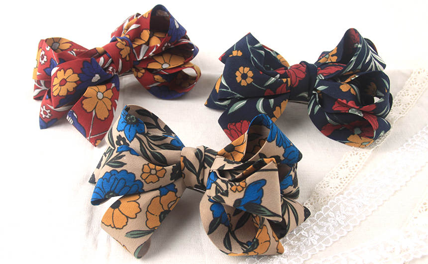 NEW HAIR CLIP HOOP Handmade Flower Ribbon Pin Half