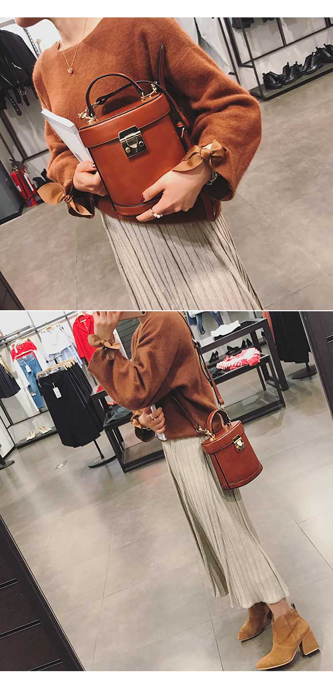 New Chalcedony Mini Buckets Tote Cross Back Brown 