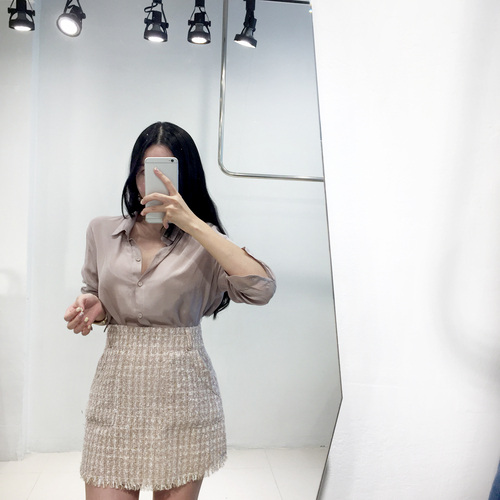 NEW FASHION LADY GIRL Blouse Cheongdam SILKET BLAC