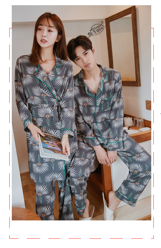 New Flower Fall Couple Pajamas City Miller Look Wo