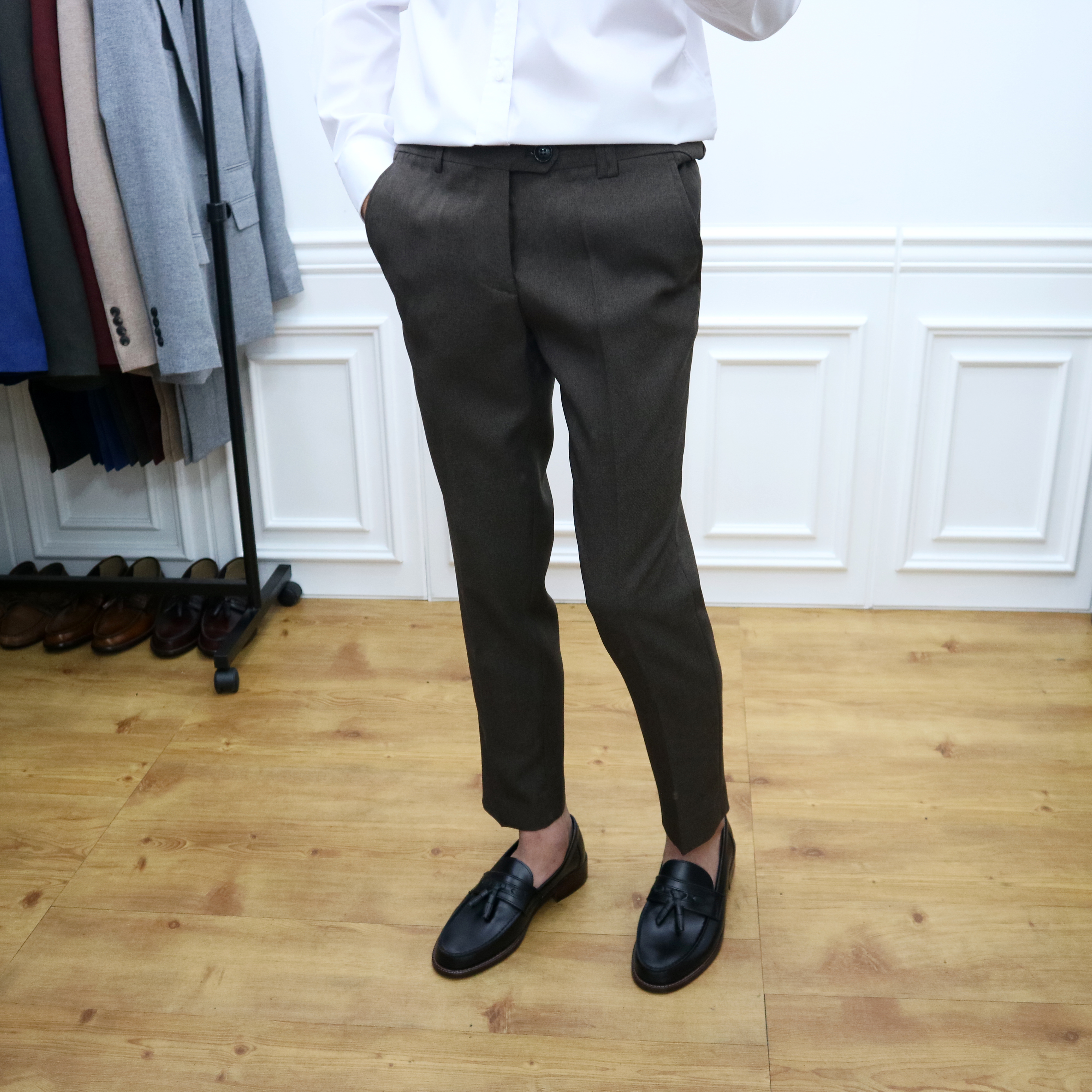 New Men's Pants Men's Fall Brown Spandex Sim