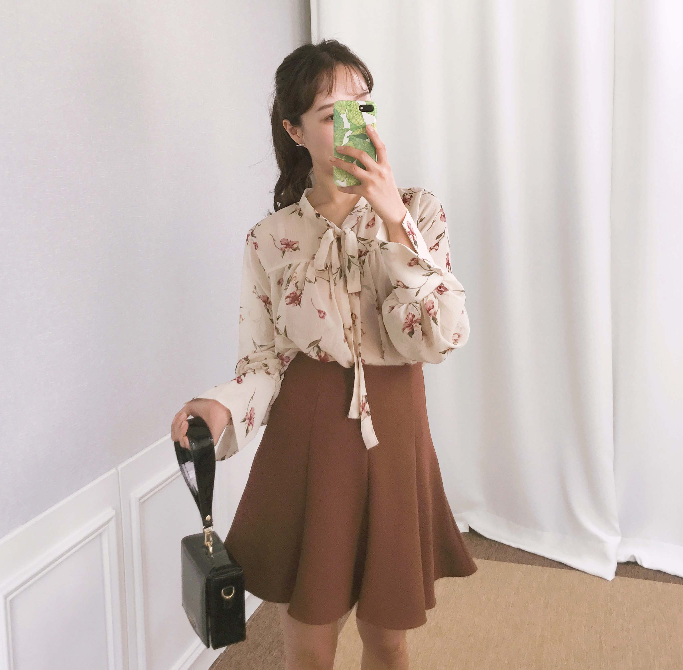 Basic flare mini skirt 3color date look look up gi