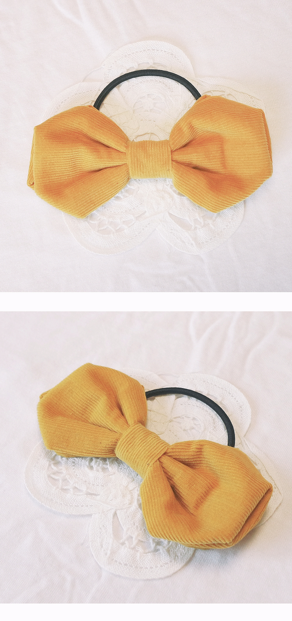 Mustard corduroy ribbon Hair strap Ponytail Yellow