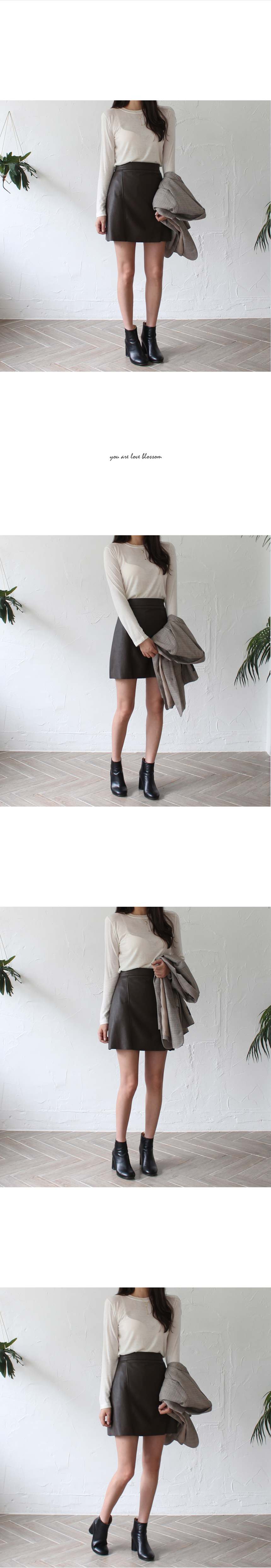 Autumn A Line Leather Mini Skirt Brown Pink Leathe