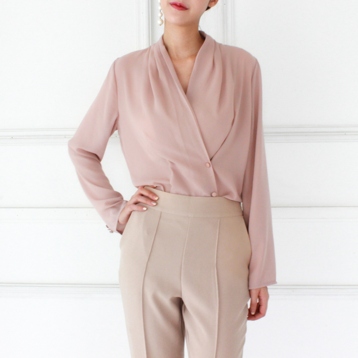 NEW FASHION LADY GIRL Blouse V neck chiffon basic 