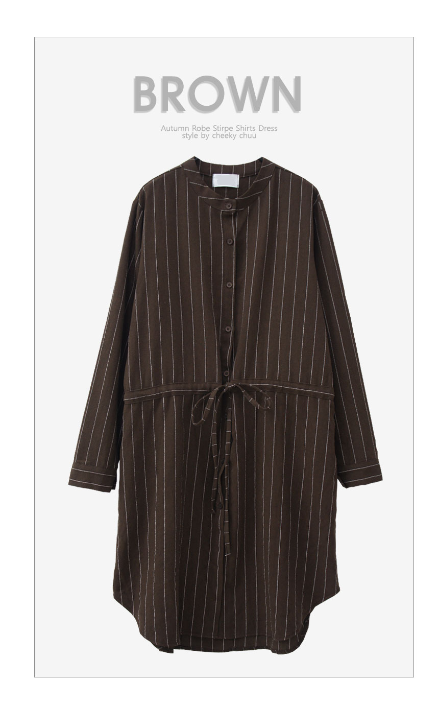 New Fall Robe Striped Shirt Dress Urban Style Wedd