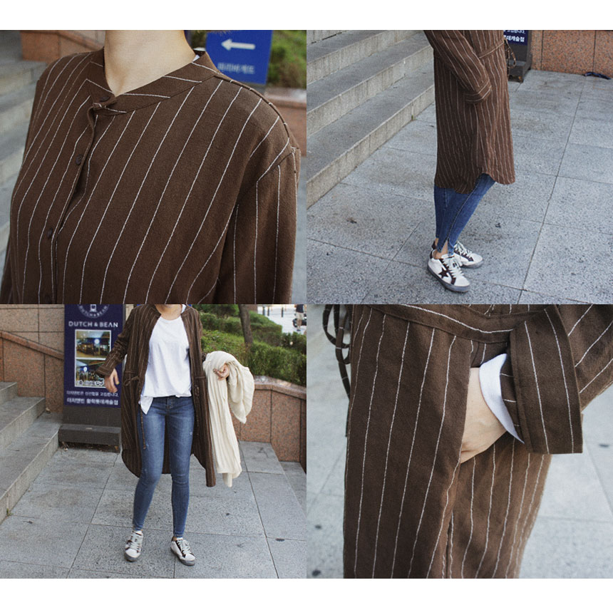 New Fall Robe Striped Shirt Dress Urban Style Wedd