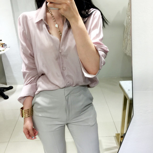 NEW FASHION LADY GIRL Blouse Cheongdam SILKET BLAC