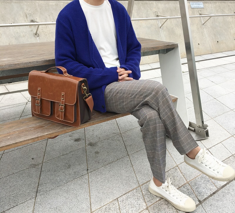 New Men's Pants Glen Check Wide Slacks 2color M