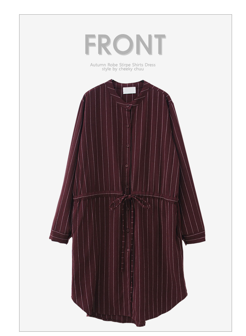 New Fall Robe Striped Shirt Dress Urban Style Wedd