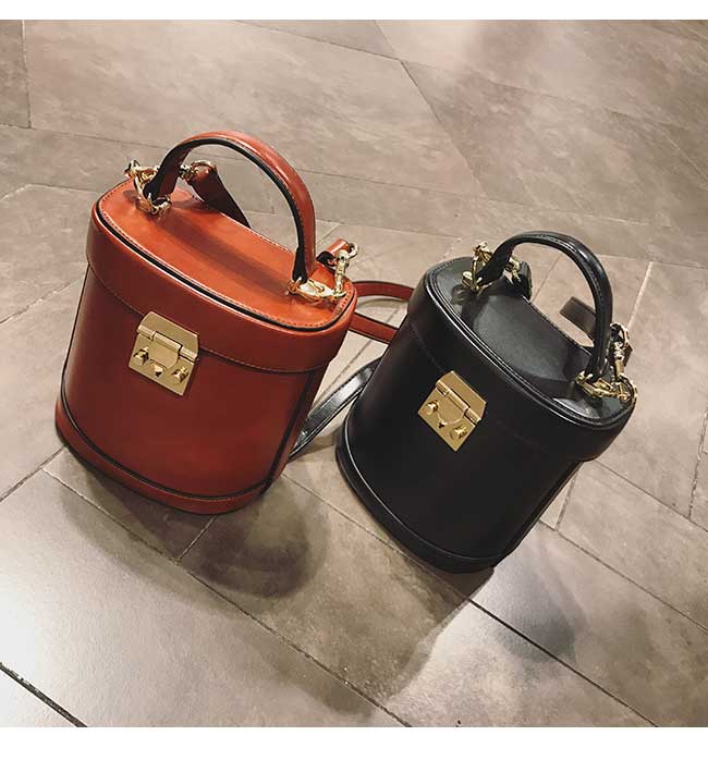 New Chalcedony Mini Buckets Tote Cross Back Brown 