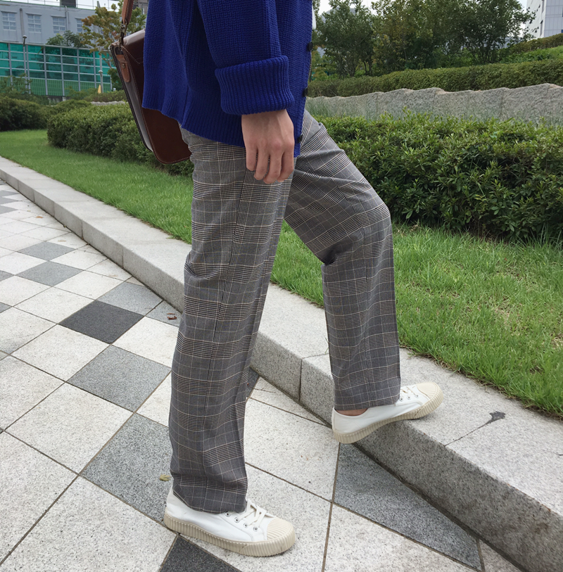 New Men's Pants Glen Check Wide Slacks 2color M