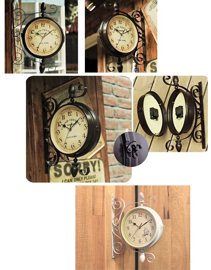 Silent Interior Vintage Double Sided Watch Wall Ha