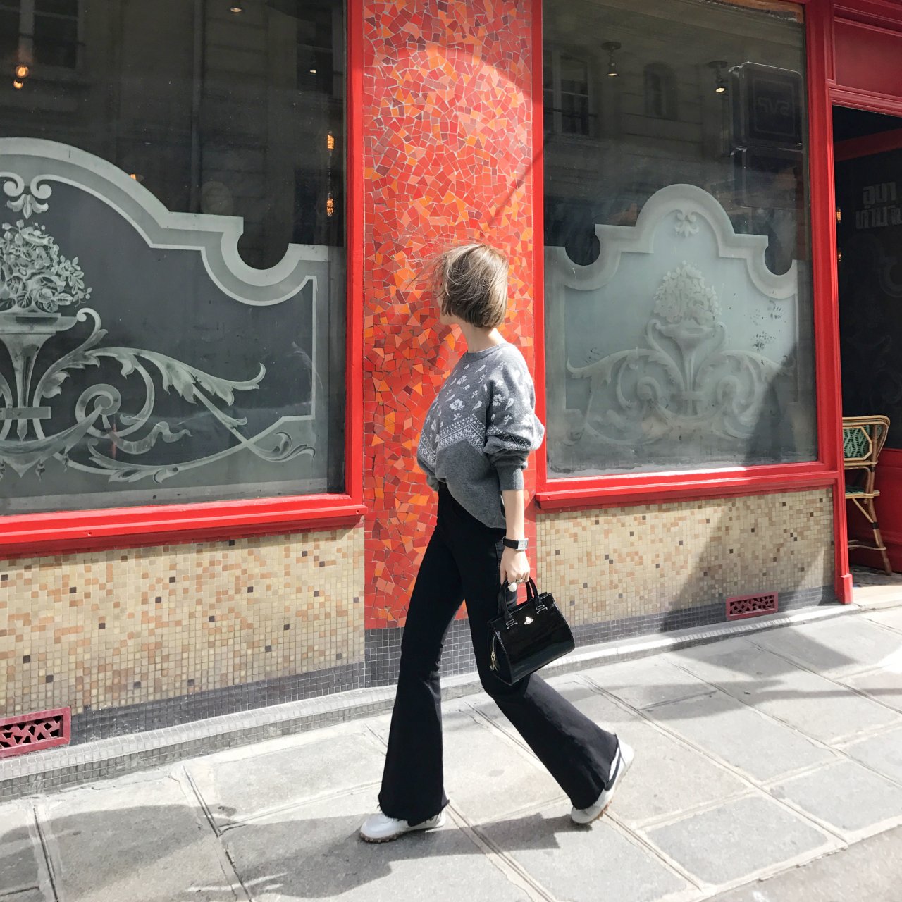 Korea Jeans Pants Square x2 Black Boots Cut High-w