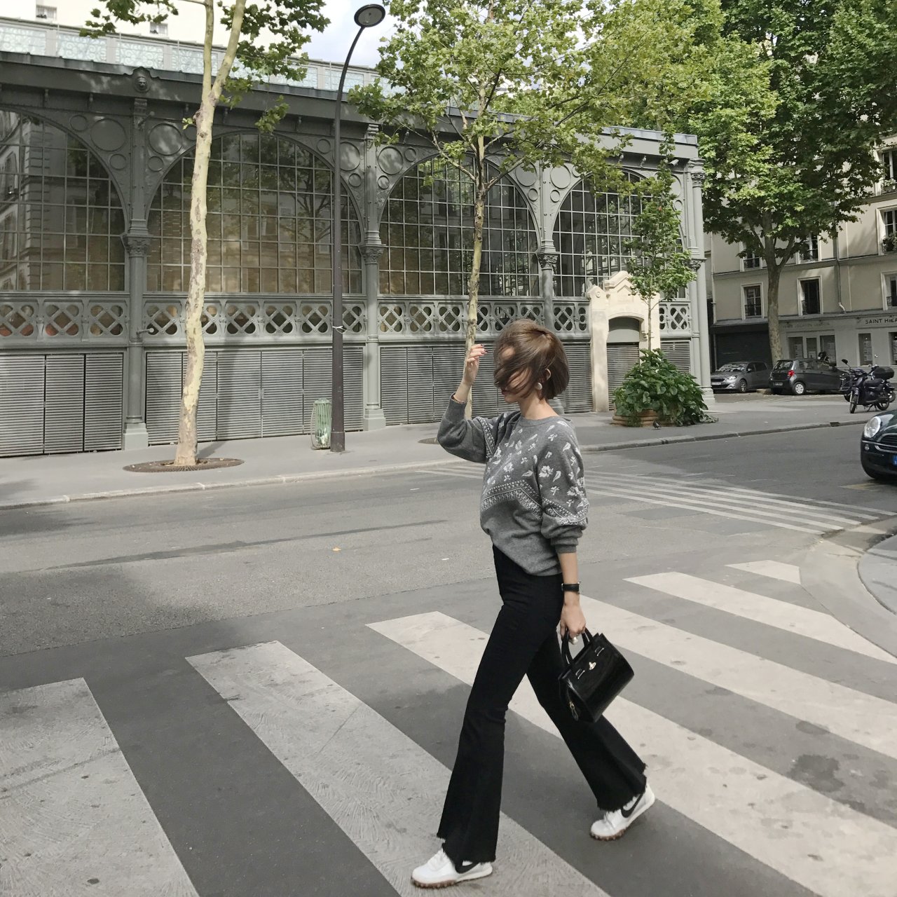 Korea Jeans Pants Square x2 Black Boots Cut High-w