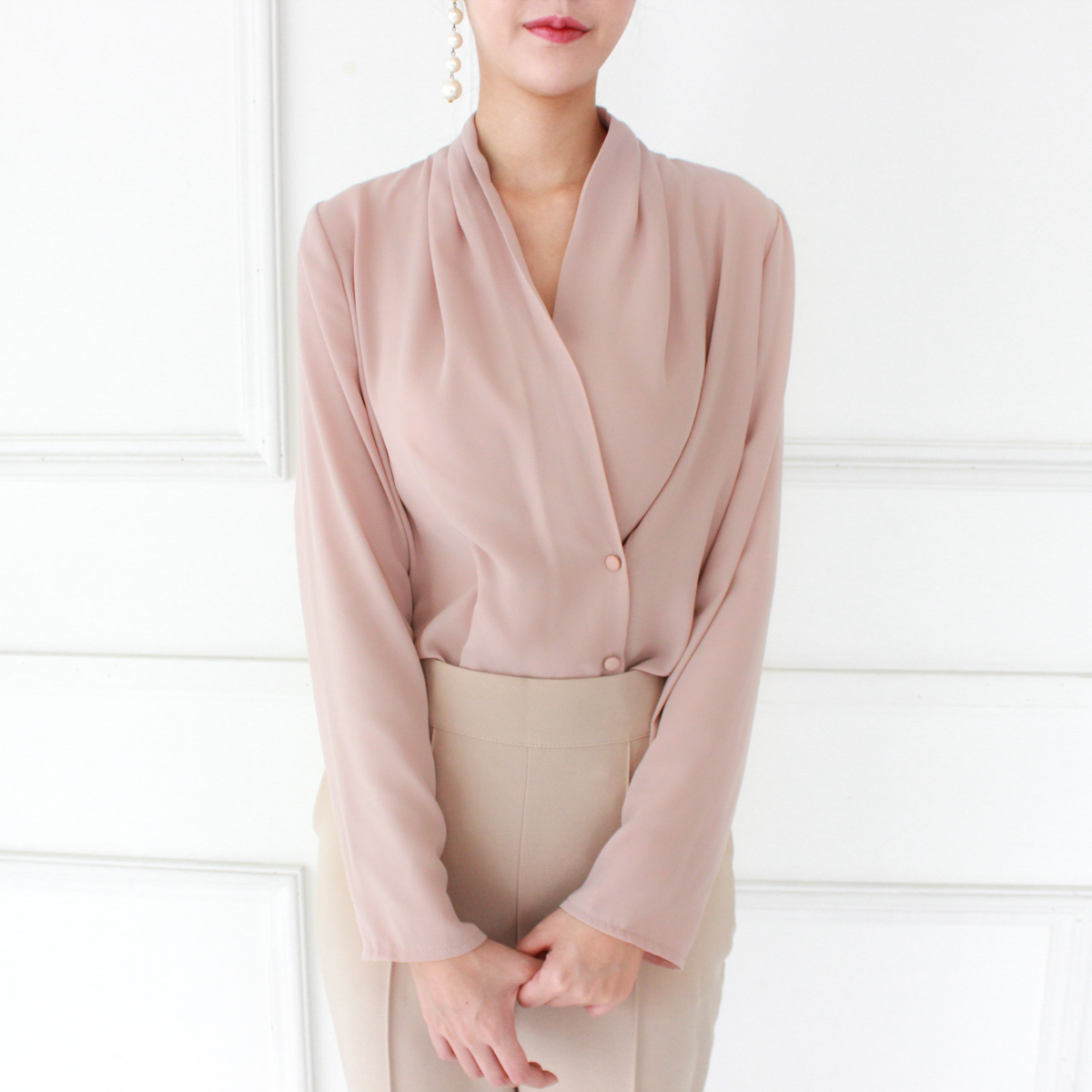 NEW FASHION LADY GIRL Blouse V neck chiffon basic 