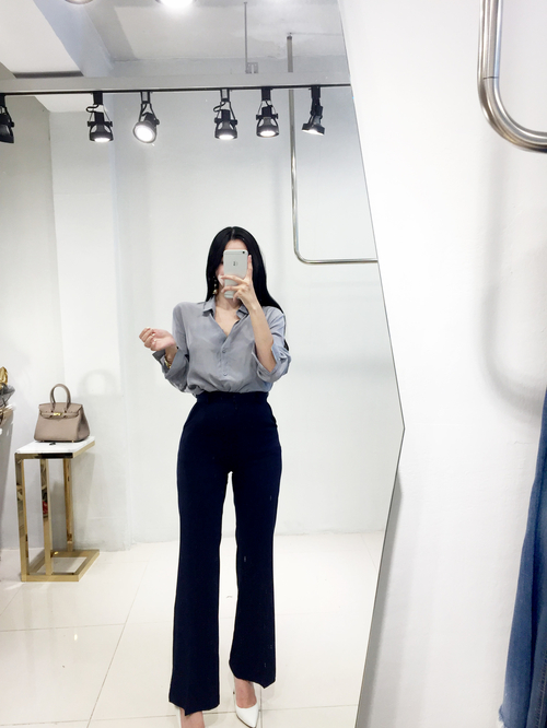 NEW FASHION LADY GIRL Blouse Cheongdam SILKET BLAC