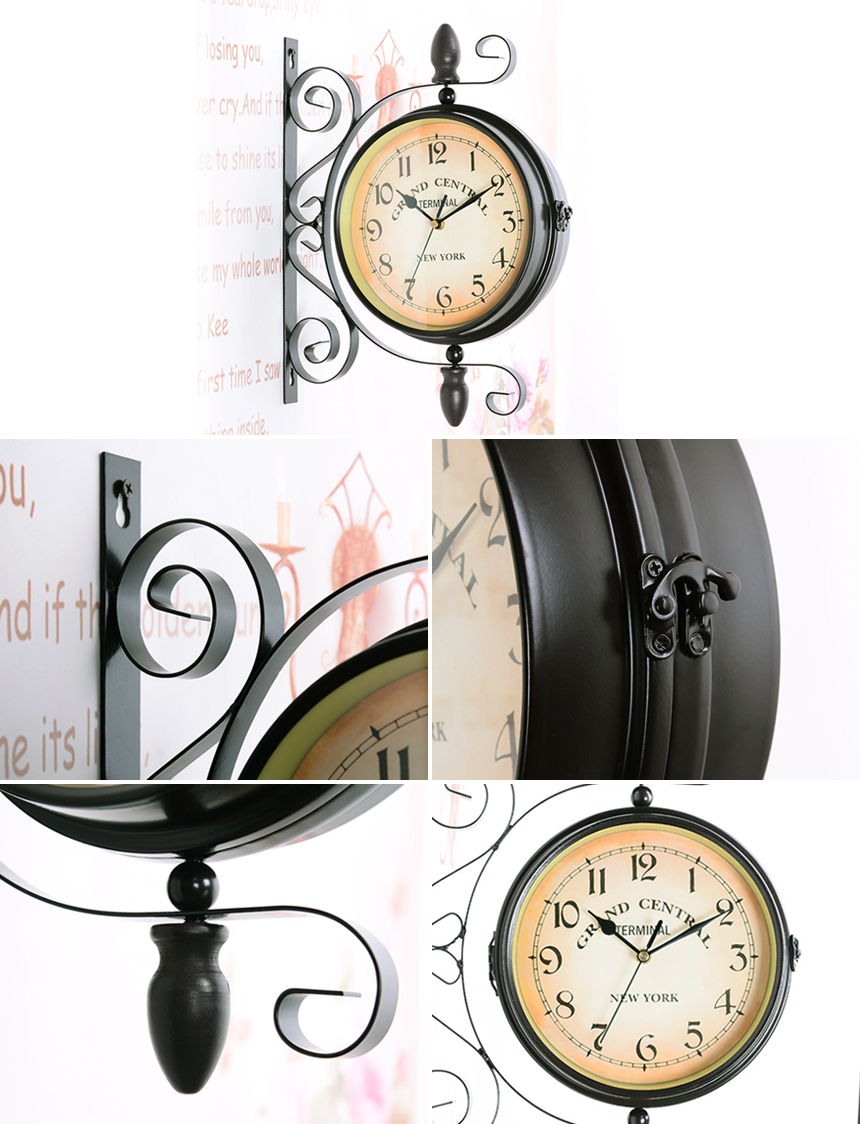 Silent Interior Vintage Double Sided Watch Wall Ha