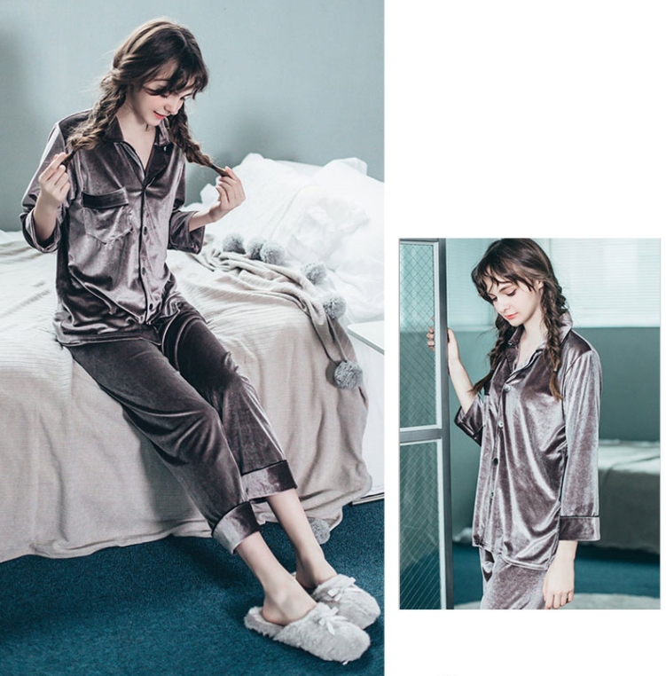 New imported velvet Couple sleeping pajamas availa