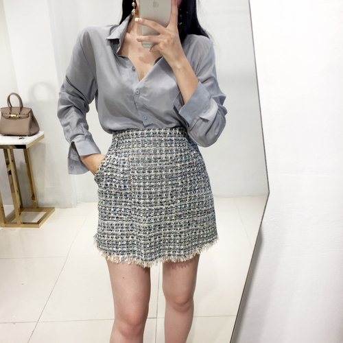 NEW FASHION LADY GIRL Blouse Cheongdam SILKET BLAC