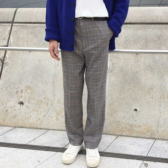 New Men's Pants Glen Check Wide Slacks 2color M