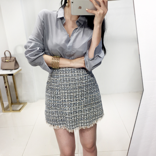 NEW FASHION LADY GIRL Blouse Cheongdam SILKET BLAC