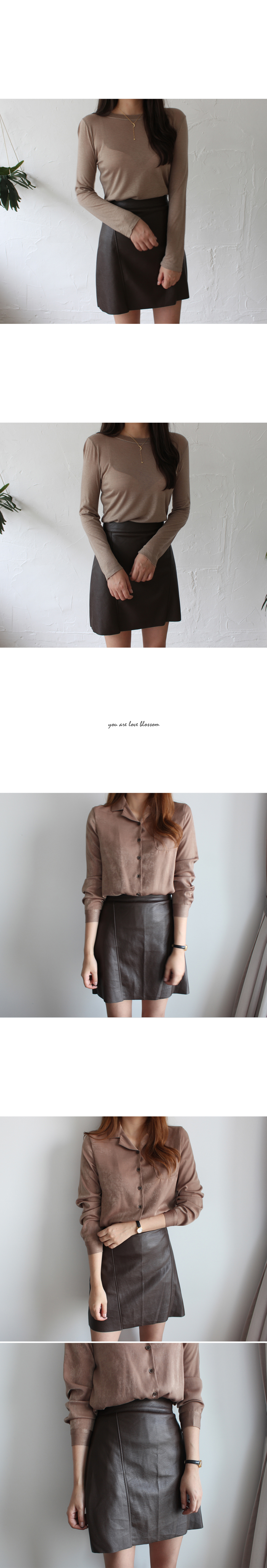 Autumn A Line Leather Mini Skirt Brown Pink Leathe