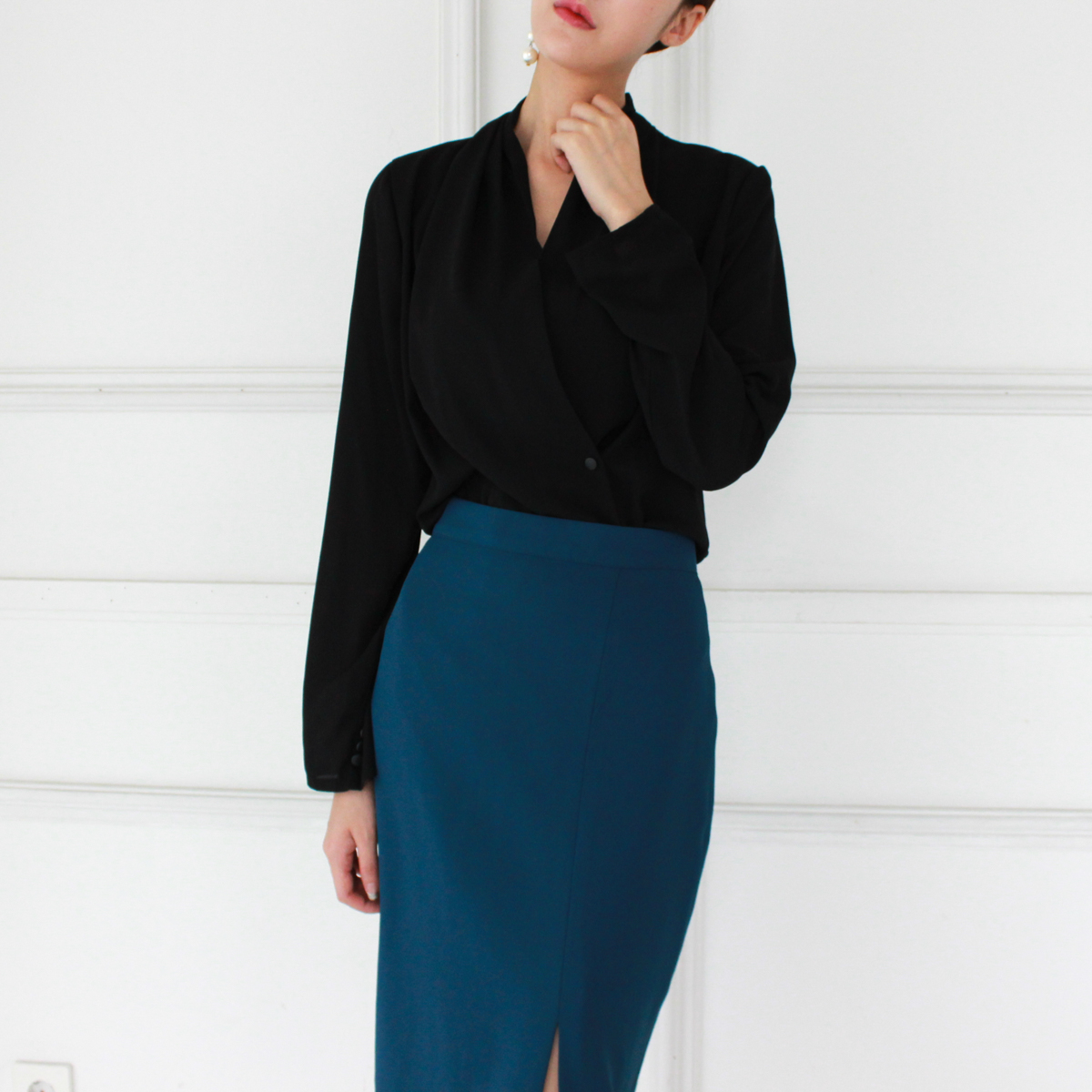 NEW FASHION LADY GIRL Blouse V neck chiffon basic 