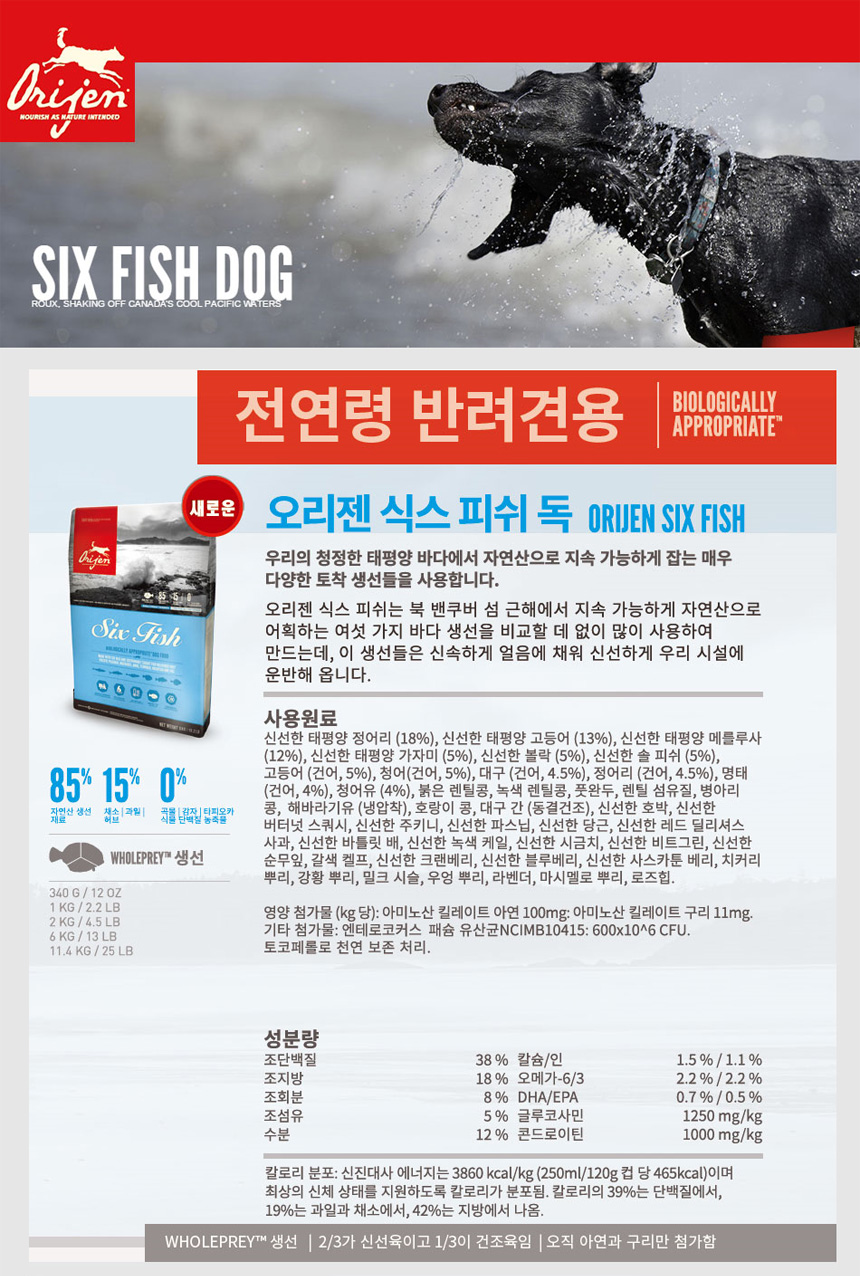 NEW PET DOG FEED ORIGEN 6 fish dock 100g subdivisi