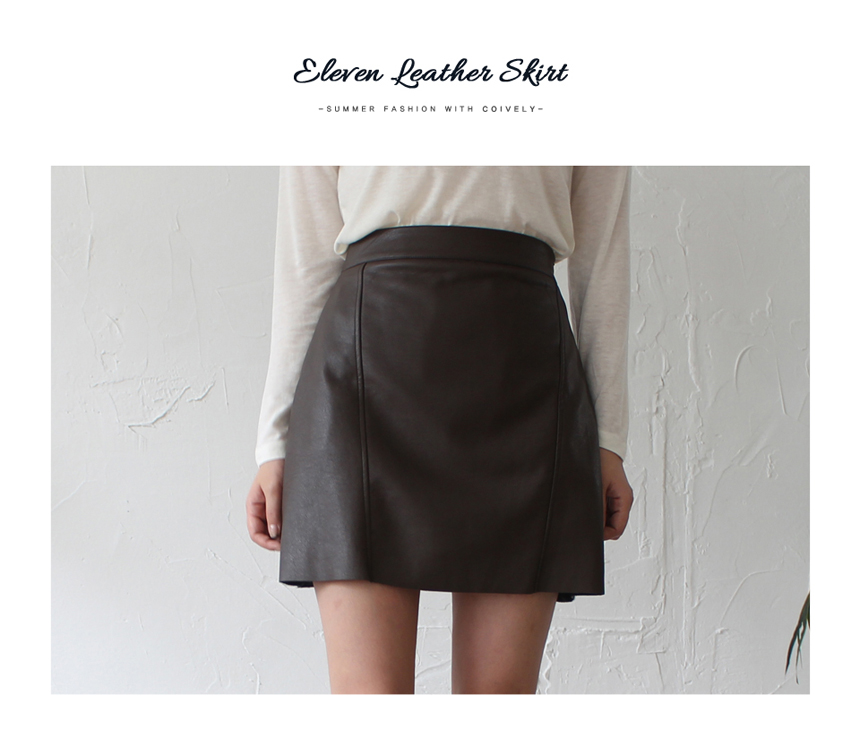 Autumn A Line Leather Mini Skirt Brown Pink Leathe
