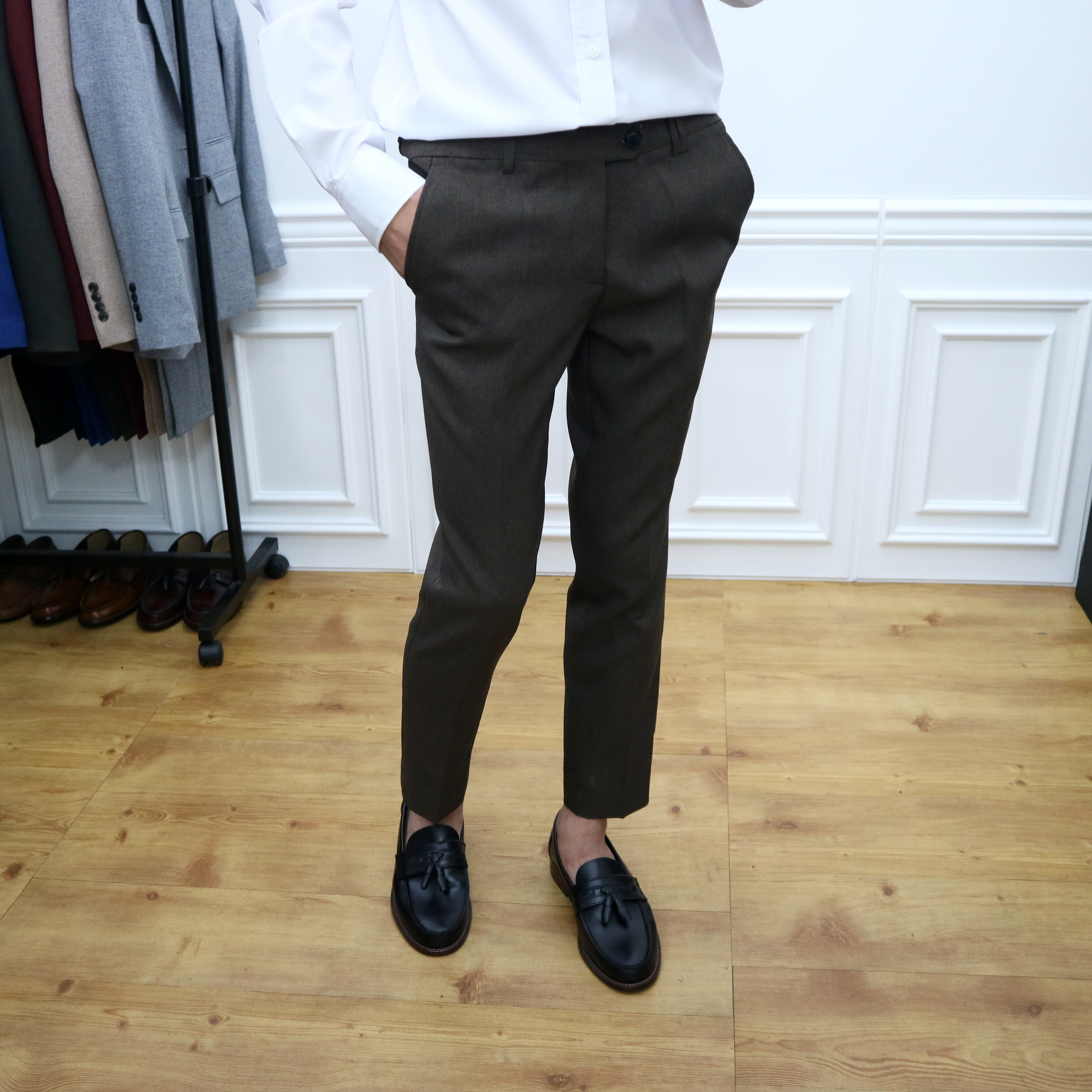 New Men's Pants Men's Fall Brown Spandex Sim