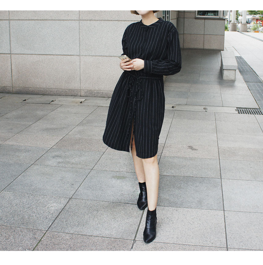 New Fall Robe Striped Shirt Dress Urban Style Wedd