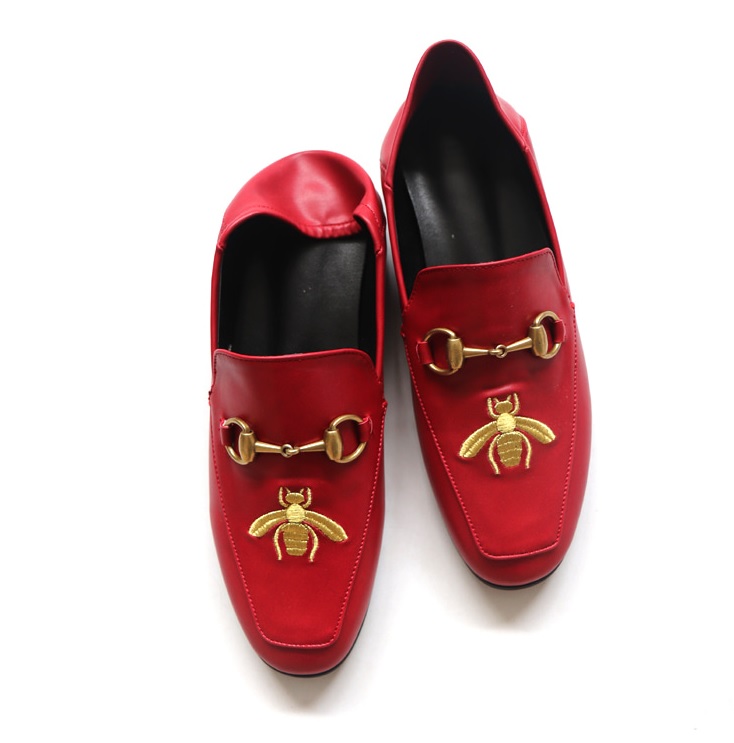New Blue Anchovy Bee Leather Loafer Women's Sho