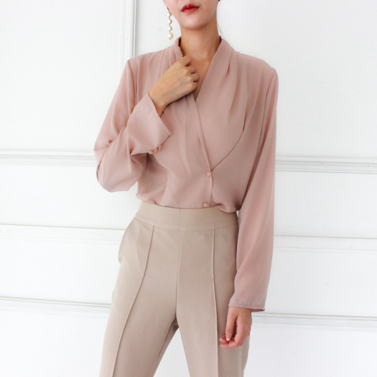 NEW FASHION LADY GIRL Blouse V neck chiffon basic 