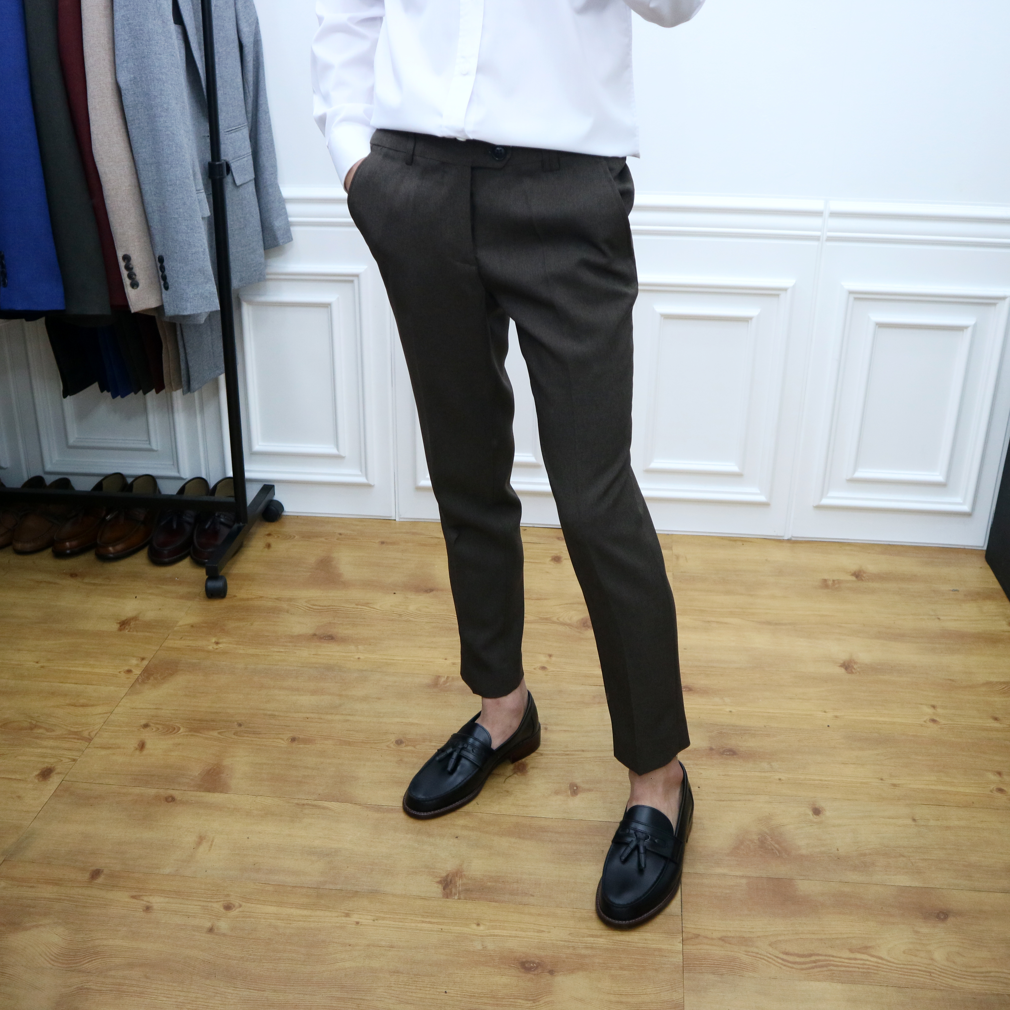 New Men's Pants Men's Fall Brown Spandex Sim