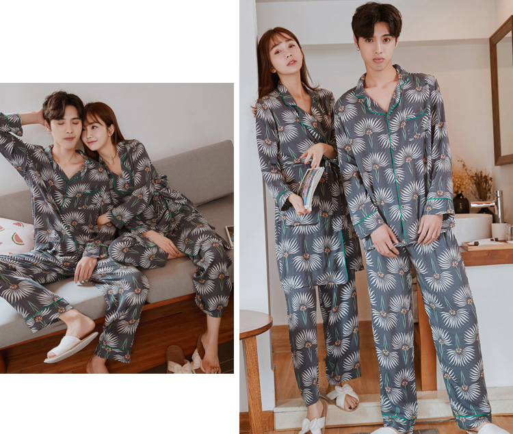 New Flower Fall Couple Pajamas City Miller Look Wo
